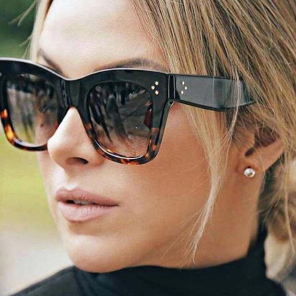 black camel leopard oversized sunglasses gradient - Picture 1 of 3
